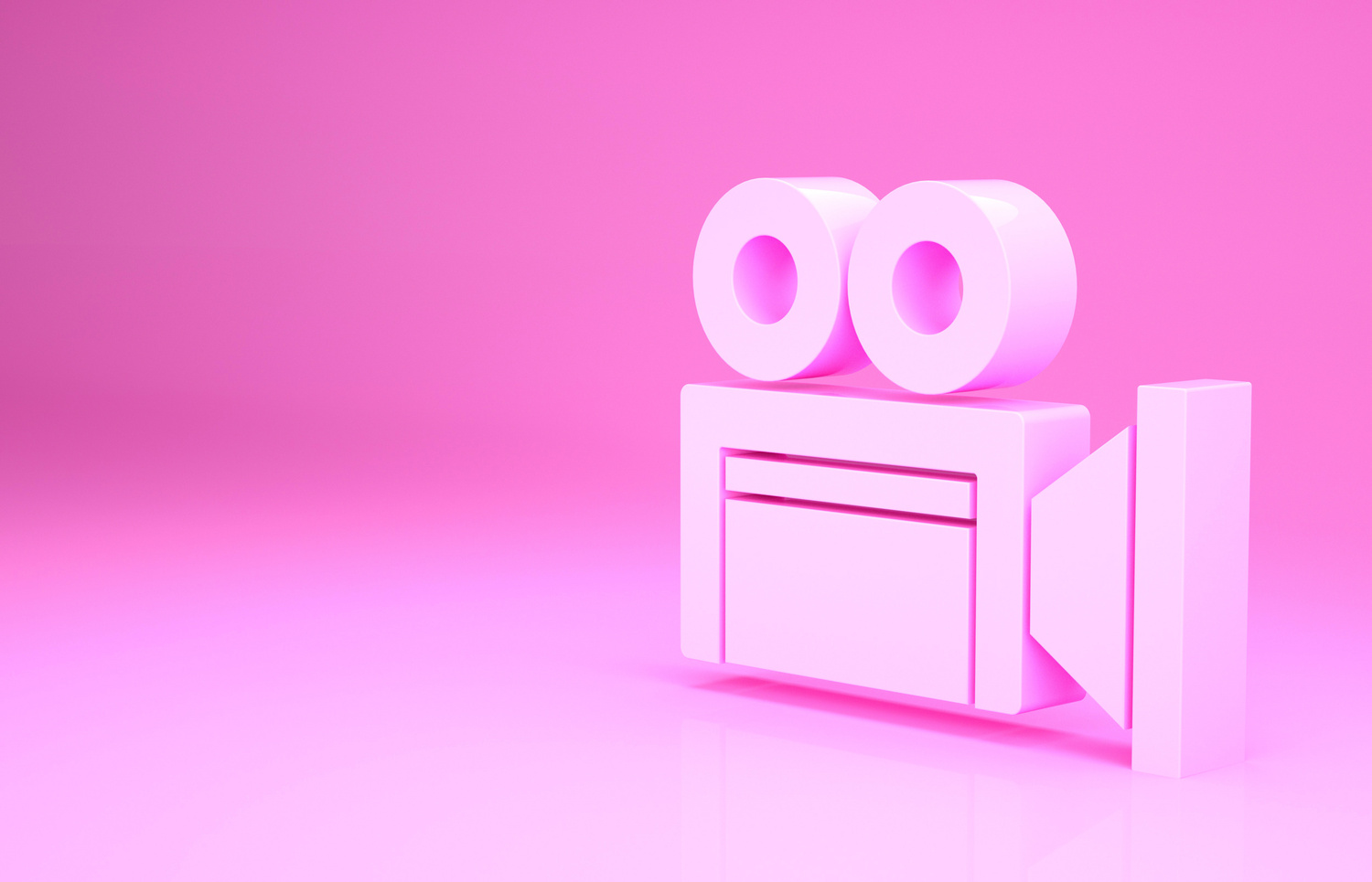 Pink Cinema Camera Icon Isolated on Pink Background. Video Camera. Movie Sign. Film Projector. Minimalism Concept. 3D Illustration 3D Render